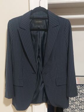 Banana Republic Navy Pinstripe Blazer with White Stripes